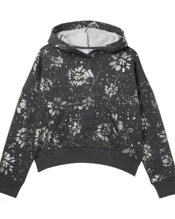 adidas Kids All Over Print Foil Glam Hooded Pullover (Big Kid) Dark Grey Heather Sale