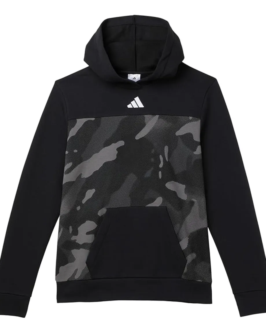 adidas Kids All Over Printcolor Block Halftone Camo Hooded Pullover (Big Kid) Black Adi Outlet