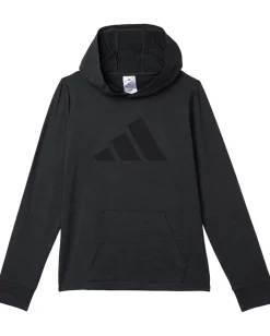 adidas Kids All Sport Poly Hooded Pullover (Big Kid) Grey/Black Melange Discount