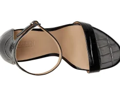 Heels|Sandals|Lauren Ralph Lauren Allie Crocodile-Embossed Leather Sandals Black