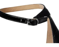 Heels|Sandals|Lauren Ralph Lauren Allie Crocodile-Embossed Leather Sandals Black