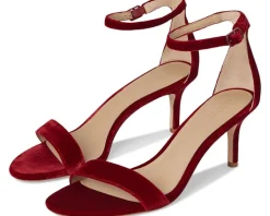 Heels|Sandals|Lauren Ralph Lauren Allie Mid-Heel Velvet Sandals Lauren Red