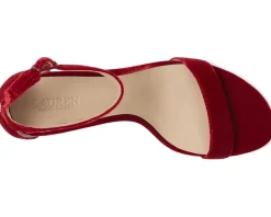 Heels|Sandals|Lauren Ralph Lauren Allie Mid-Heel Velvet Sandals Lauren Red