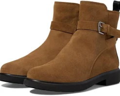 ECCO Amsterdam Buckle Ankle Boot Camel Suede New