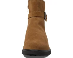 ECCO Amsterdam Buckle Ankle Boot Camel Suede New