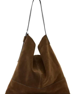 AllSaints Asha Suede Shoulder Fango Brown Clearance