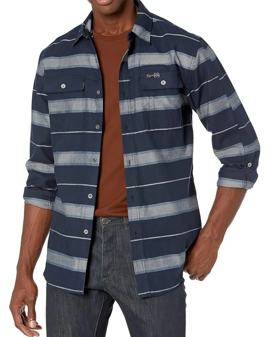 Wrangler ATG Recycled Flannel Shirt Dark Sapphire Clearance