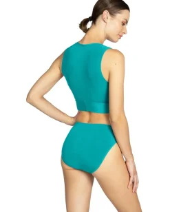 Swimwear|Swimsuits & Cover-Ups|Robin Piccone Aubrey High Waist Bottom Cyan Blue