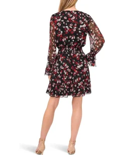 CeCe Dresses|Dresses<Balloon Sleeve V-Neck Smocked Waist Dress Rich Black