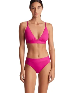 Lauren Ralph Lauren Beach Club Solids Triangle V-Neck Bikini Top Freesia New