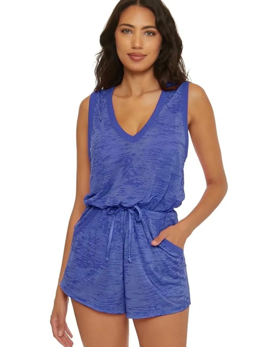 BECCA Beach Date Romper with pockets cover-up Ultramarine