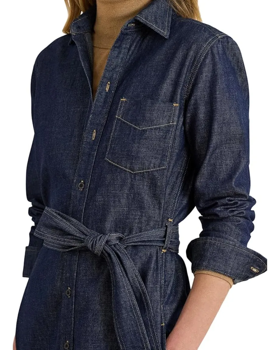 Dresses|Dresses|Lauren Ralph Lauren Belted Denim Shirtdress Pure Rinse Wash