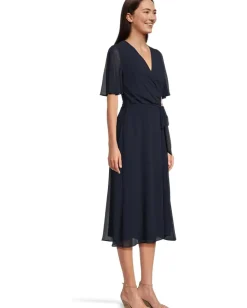 Lauren Ralph Lauren Dresses|Dresses<Belted Georgette Dress Lighthouse Navy