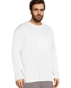 Activewear|Columbia Big & Tall Terminal Tackle PFG Fish Flag™ Long Sleeve Shirt White/Collegiate Navy