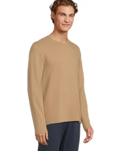 Vince Birdseye Long Sleeve Crew British Khaki/Med Grey Online
