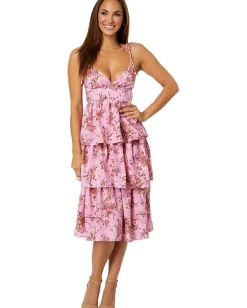 Dresses|Dresses|line and dot Bloom Midi Dress Rose