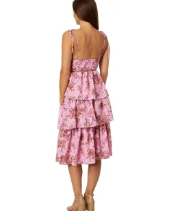 Dresses|Dresses|line and dot Bloom Midi Dress Rose