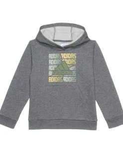 adidas Kids Clothing<Brand Graphic Heather Fleece (Toddler/Little Kid) Charcoal Grey Heather