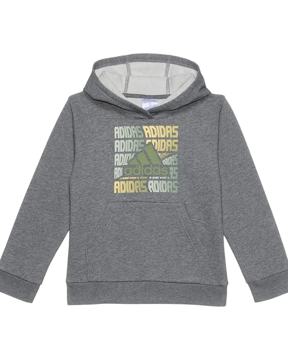 adidas Kids Clothing<Brand Graphic Heather Fleece (Toddler/Little Kid) Charcoal Grey Heather