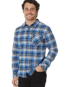 Quiksilver Activewear<Breakwater Stretch Long Sleeve Flannel Estate Blue Prnt 4