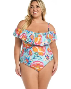 La Blanca Swimwear|Swimsuits & Cover-Ups<Breezy Beauty Off-the-Shoulder Ruffle Mio Multi
