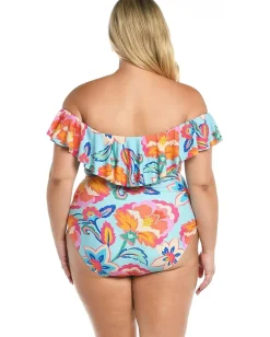 La Blanca Swimwear|Swimsuits & Cover-Ups<Breezy Beauty Off-the-Shoulder Ruffle Mio Multi