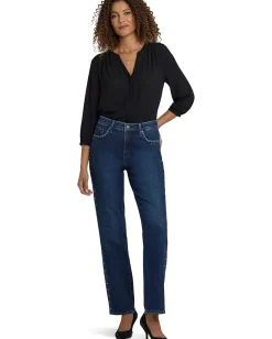 NYDJ Brooke Loose Straight Rhinestone Jeans in Louvre Sapphire New