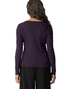 Eileen Fisher Bubble Jacquard Round Neck Top Aubergine Discount