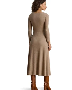 Dresses|Dresses|Lauren Ralph Lauren Buckle-Trim Rib-Knit Midi Dress Adirondack Heather
