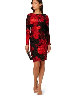 Women Adrianna Papell Burnout Velvet Sheath Dress