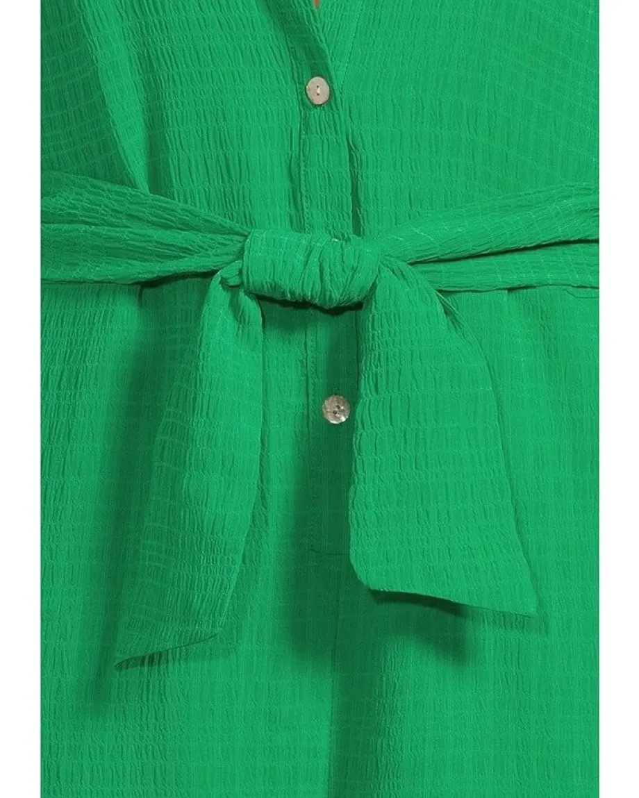 BECCA Swimwear|Swimsuits & Cover-Ups<Cabana Textured Button Front Romper cover-up Verde