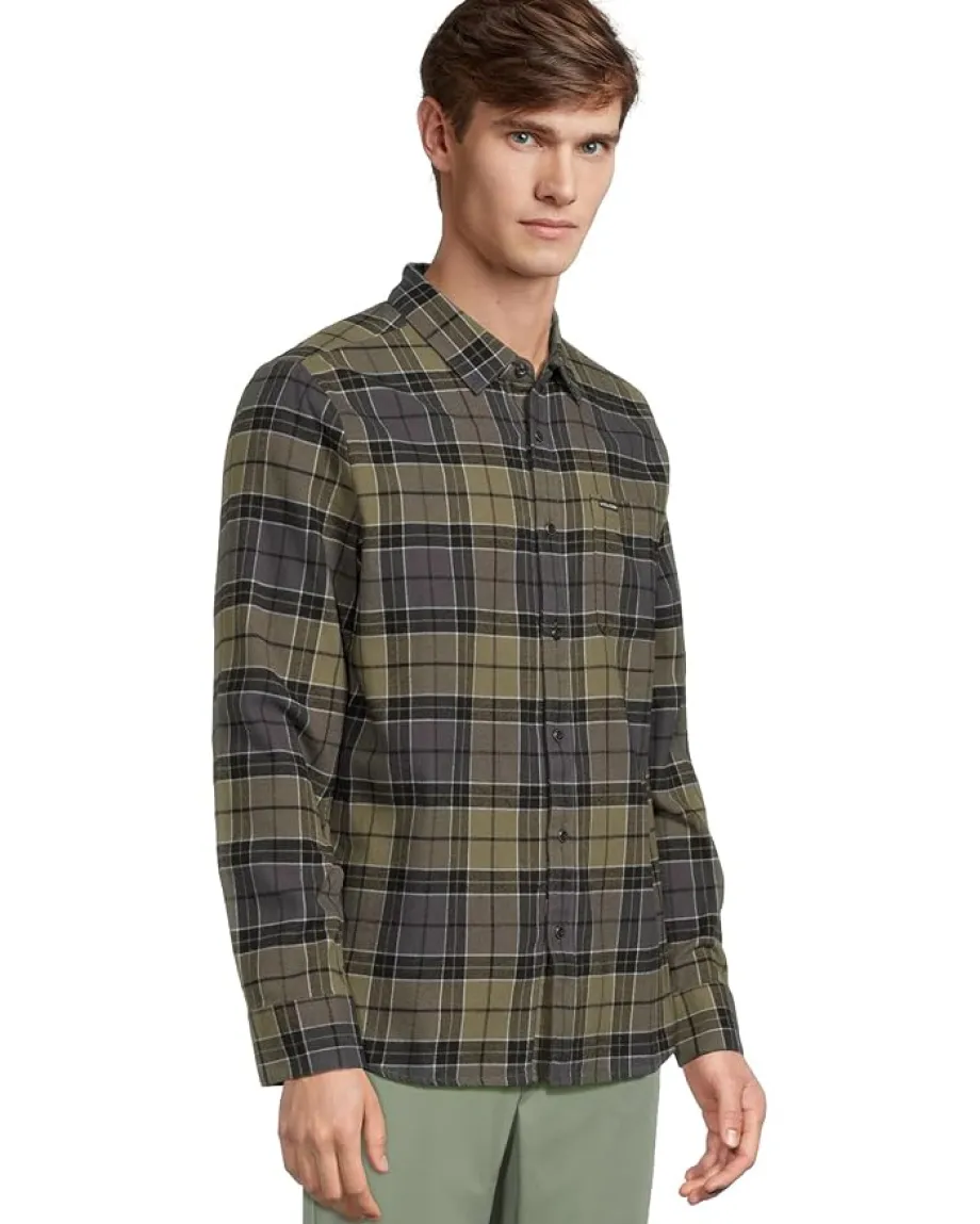 Activewear|Volcom Caden Plaid Long Sleeve Dark Olive