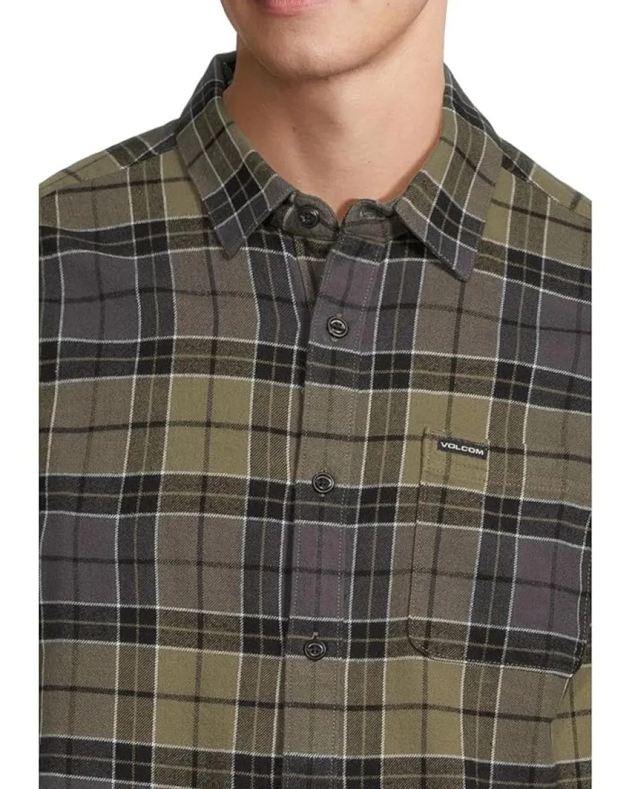 Activewear|Volcom Caden Plaid Long Sleeve Dark Olive