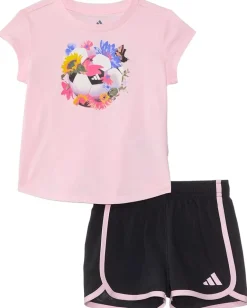 adidas Kids Clothing<Cap Sleeve Tee & Woven Short Set(Infant) Clear Pink