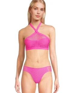 BECCA Swimwear|Swimsuits & Cover-Ups<Castaway Kaia Textured High Neck Top Azalea