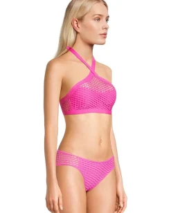 BECCA Swimwear|Swimsuits & Cover-Ups<Castaway Kaia Textured High Neck Top Azalea