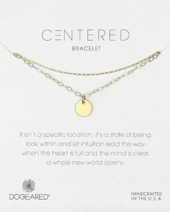 Dogeared Centered Medium Circle 2 Chain Bracelet Gold Dipped Hot