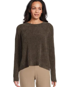 Eileen Fisher Chenille Blend Square Armhole Sweater Rye Discount