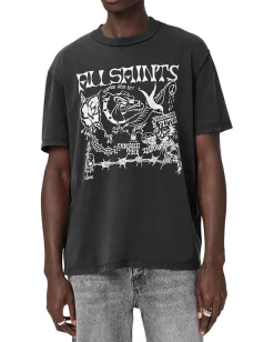 Activewear|T-Shirts|AllSaints Chingford Short Sleeve Crew Washed Black