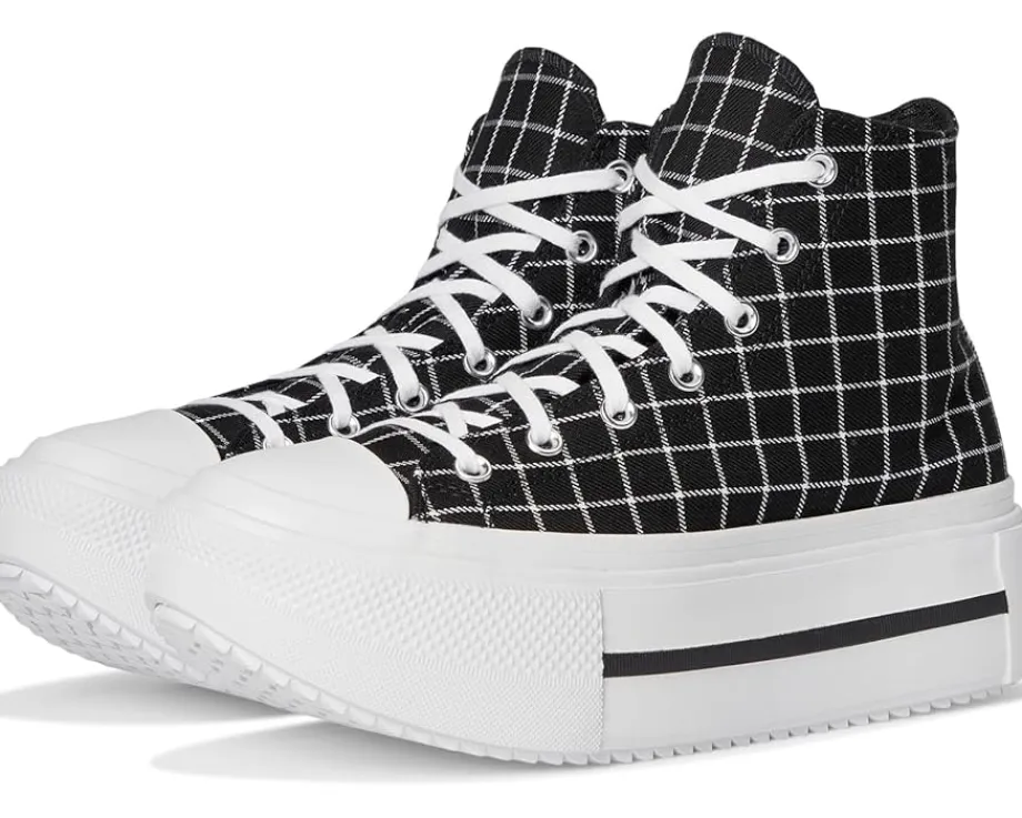 Converse Chuck Taylor All Star Lift Double Stack Platform Plaid Black/White/Black Sale