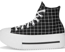 Converse Chuck Taylor All Star Lift Double Stack Platform Plaid Black/White/Black Sale