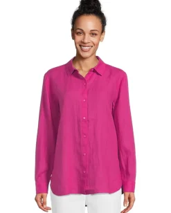Eileen Fisher Classic Collar Long Shirt Fuschia New