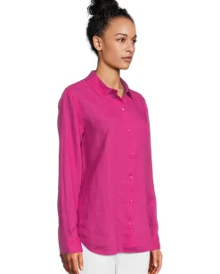Eileen Fisher Classic Collar Long Shirt Fuschia New