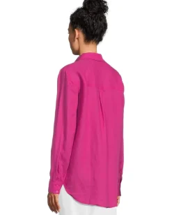 Eileen Fisher Classic Collar Long Shirt Fuschia New