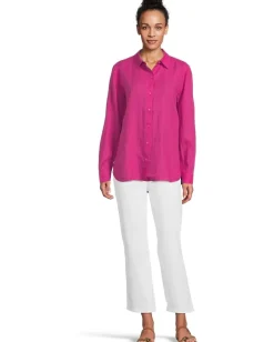 Eileen Fisher Classic Collar Long Shirt Fuschia New