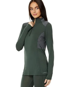 Activewear|Shirts & Tops|Hot Chillys Clima-Wool Zip-T Od Green/Grey Heather