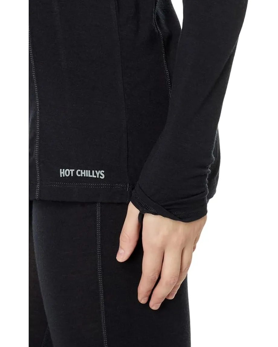 Activewear|Shirts & Tops|Hot Chillys Clima-Wool Zip-T Black/Grey