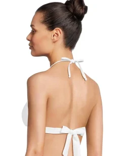 BECCA Colette Crochet Flower Halter Top White Clearance