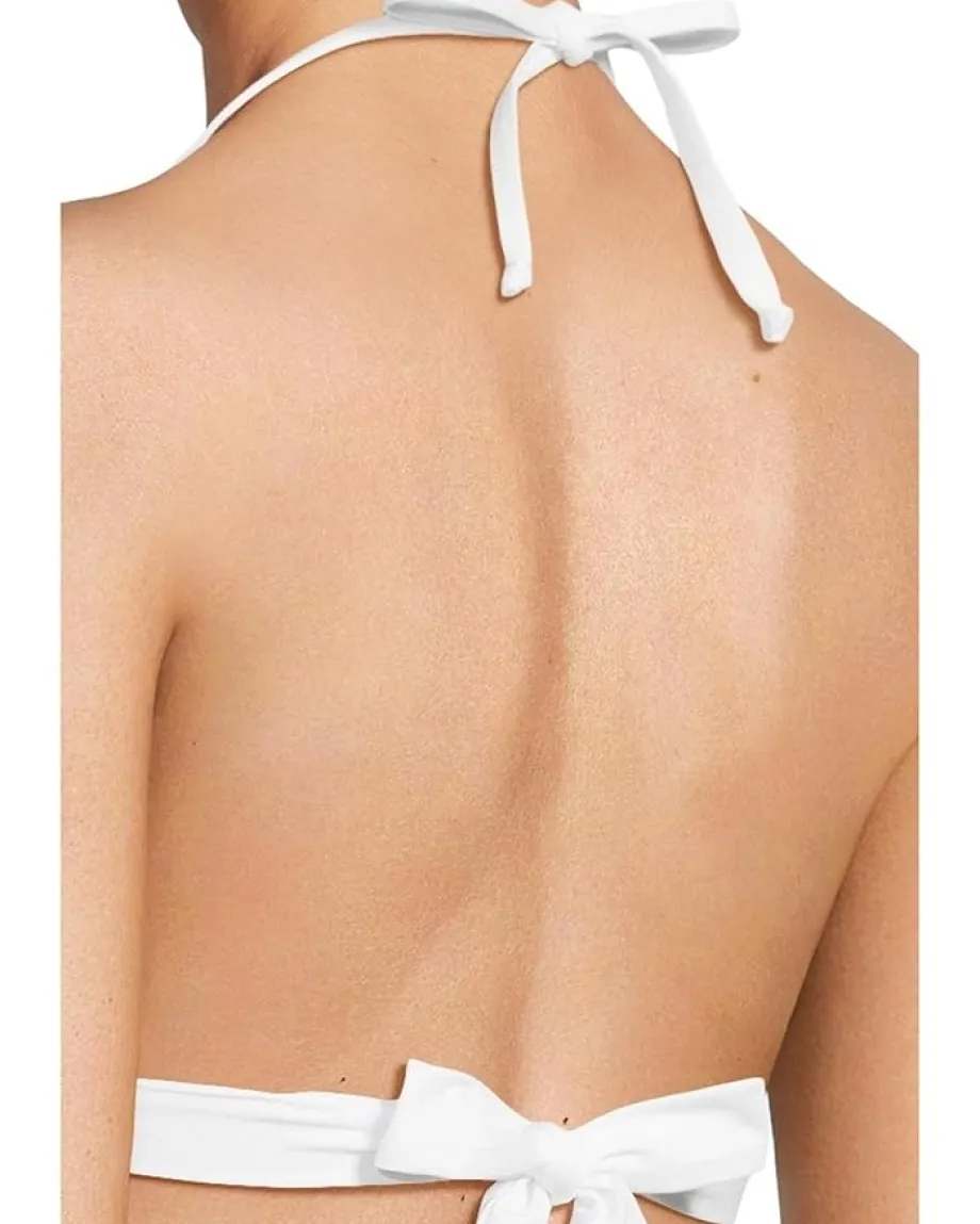 BECCA Colette Crochet Flower Halter Top White Clearance