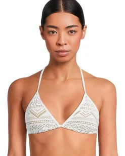 BECCA Color Play Crochet Cheryl Triangle Top White Clearance